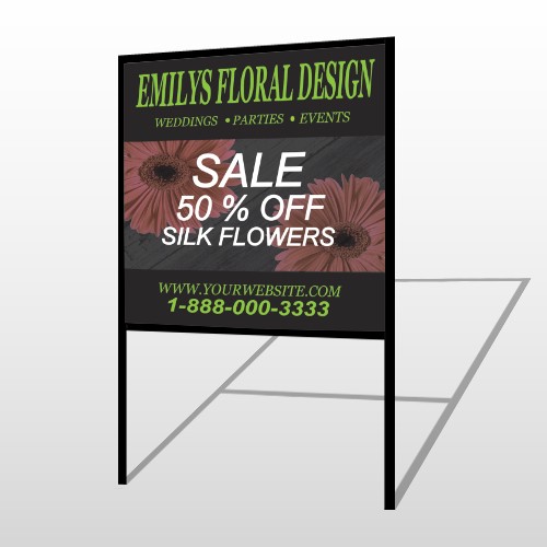 Black And Floral 496 H Frame Sign