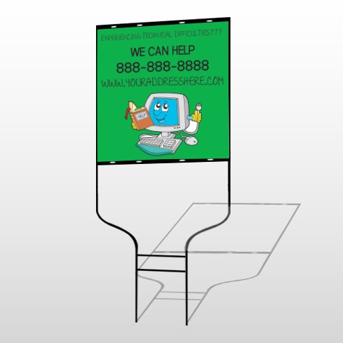 Cartoon Computer 431 Round Rod Sign