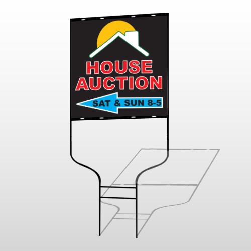 Auction Left Arrow 728 Round Rod Sign