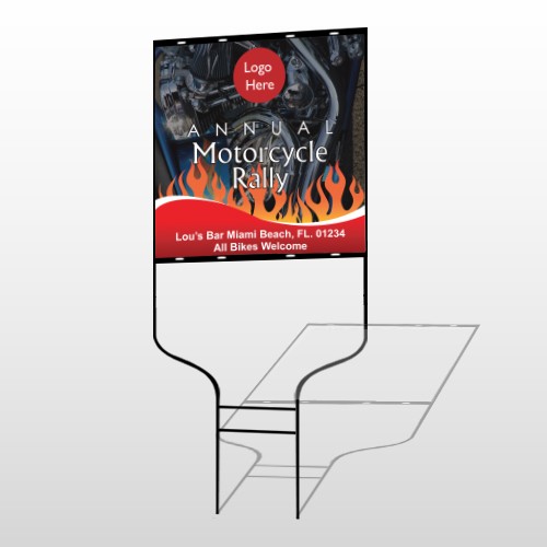 Motorcycle Flame 107 Round Rod Sign