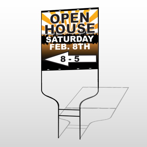 Open Left Arrow 714 Round Rod Sign