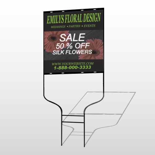 Black And Floral 496 Round Rod Sign