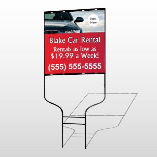 Car Rental 112 Round Rod Sign
