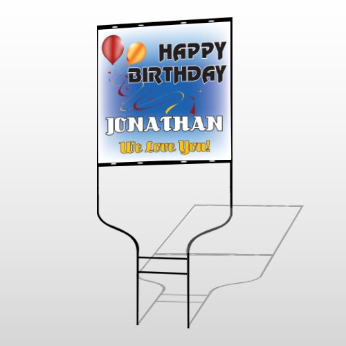 Red Orange B-Day 186 Round Rod Sign