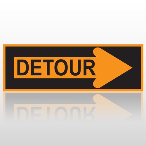 Right Arrow Detour 10101 Road Sign