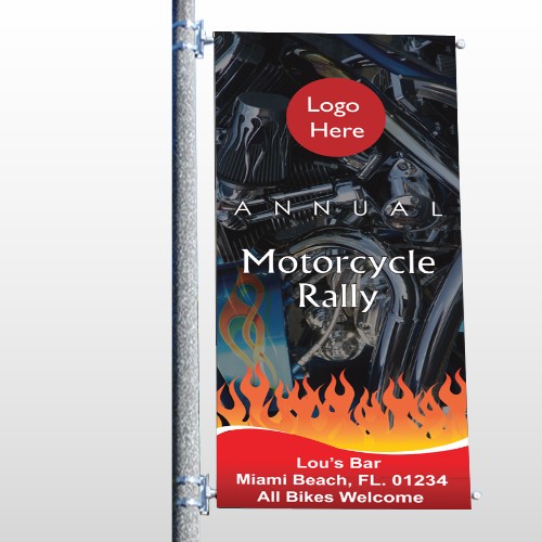 Motorcycle Flame 107 Pole Banner