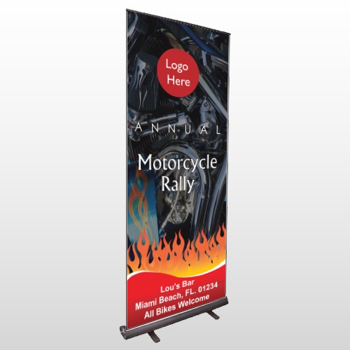 Motorcycle Flame 107 Retractable Banner Stand