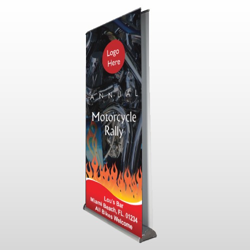 Motorcycle Flame 107 Retractable Banner Stand