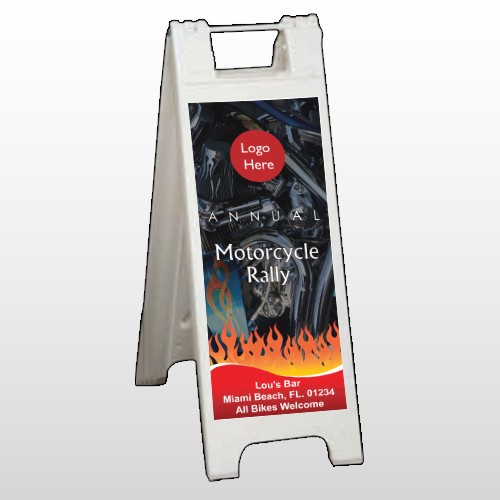 Motorcycle Flame 107 A Frame Sign