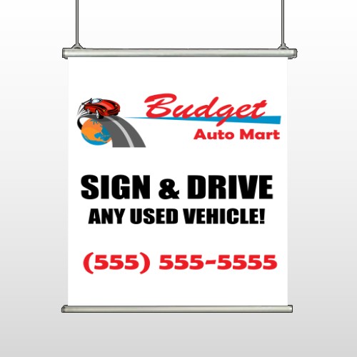 Budget Auto Mart 116 Hanging Banner