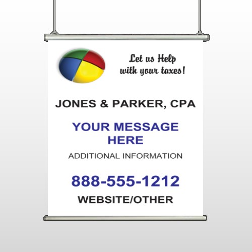 Pie Taxes 172 Hanging Banner