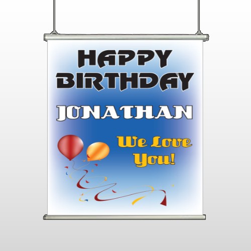 Red Orange Birthday 186 Hanging Banner