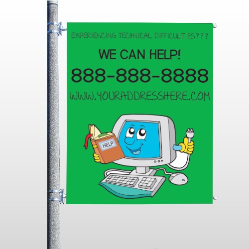 Cartoon Computer 431 Pole Banner