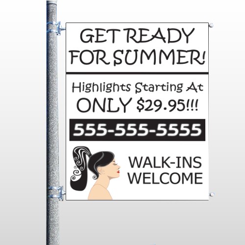 Pretty Girl Hair 290 Pole Banner