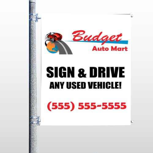 Budget Auto Mart 116 Pole Banner