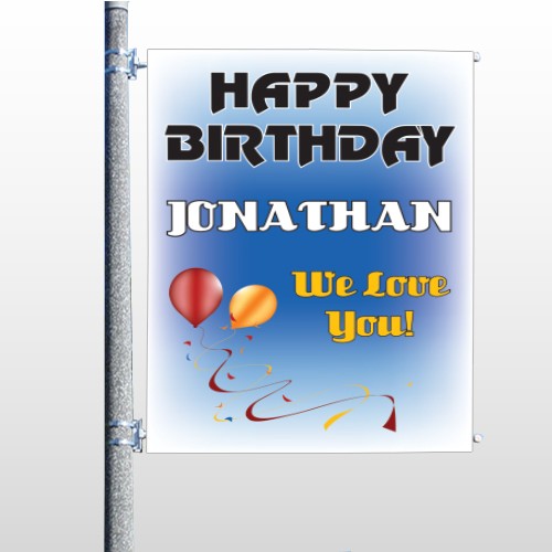 Red Orange Birthday 186 Pole Banner