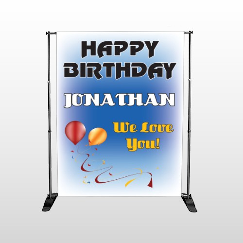 Red Orange Birthday 186 Pocket Banner Stand