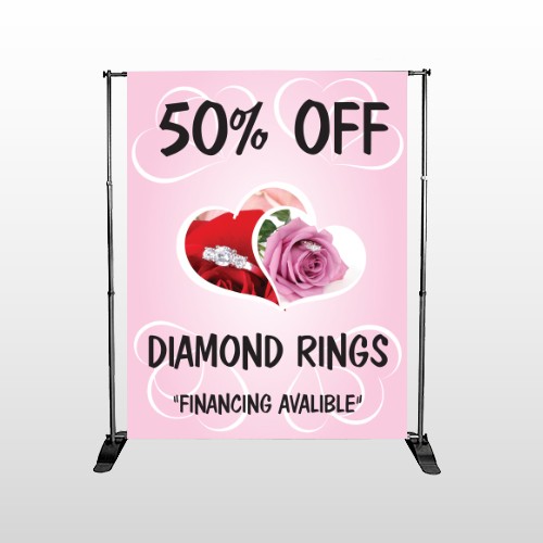 Pink Rose Hidden Ring 399 Pocket Banner Stand