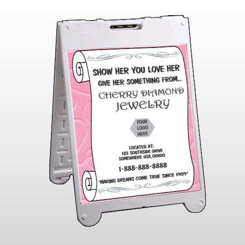 Scroll Pink Heart 397 A Frame Sign