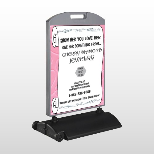 Scroll Pink Heart 397 Wind Frame Sign