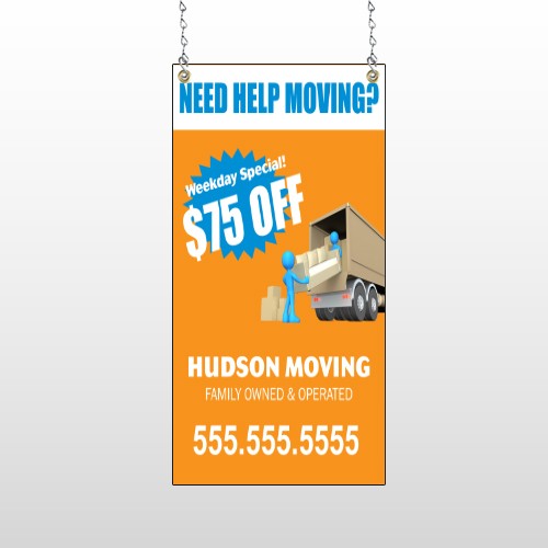 Blue Moving 294 Window Sign