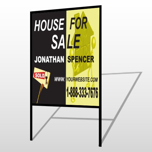 Gold Puzzle House 864 H-Frame Sign