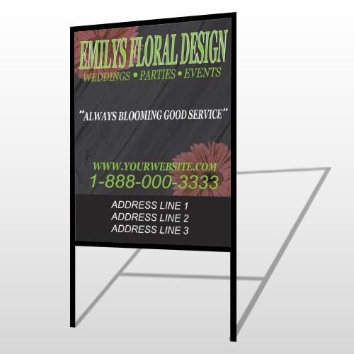 Black And Floral 496 H Frame Sign