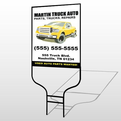 Black & Yellow Truck 117 Round Rod Sign