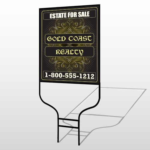 Gold Pin Stripe 655 Round Rod Sign 