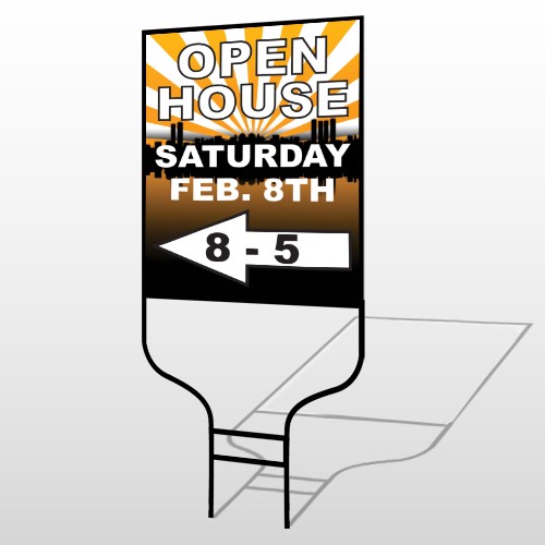 Open Left Arrow 714 Round Rod Sign