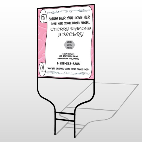 Scroll Pink Heart 397 Round Rod Sign