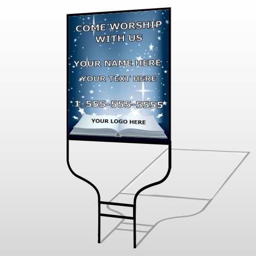 Worship With Us 02 Round Rod Sign