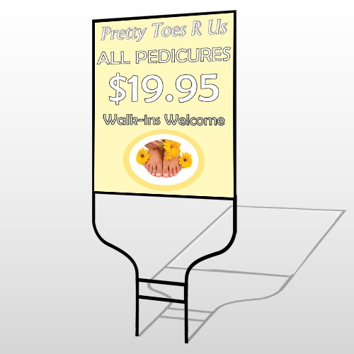 Yellow Pedicure 294 Round Rod Sign