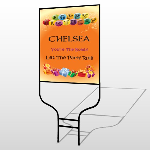 Birthday Balloons 185 Round Rod Sign