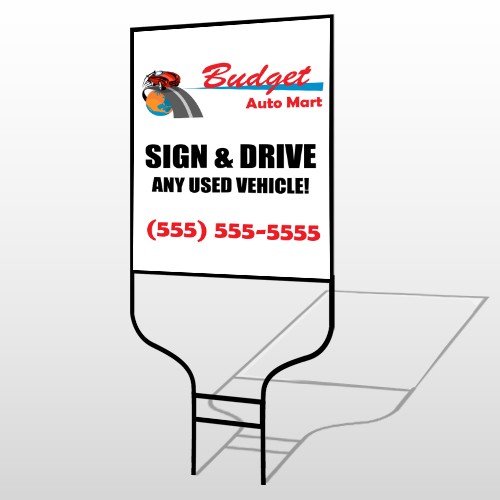Budget Auto Mart 116 Round Rod Sign 