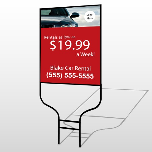 Car Rental 112 Round Rod Sign
