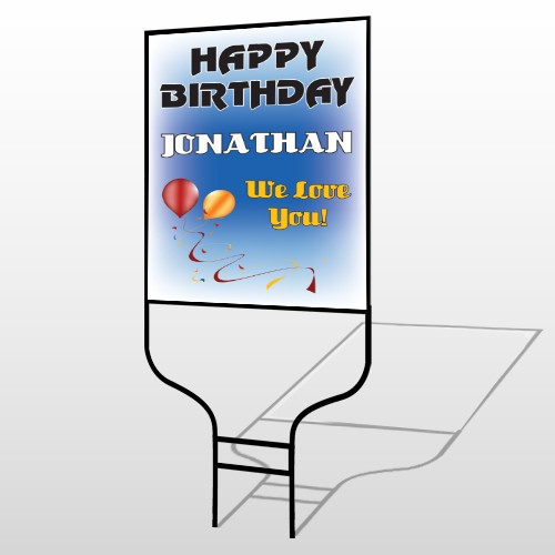 Red Orange B-Day 186 Round Rod Sign