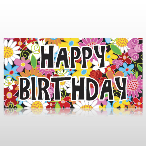 Colorful Flowers Birthday Banner