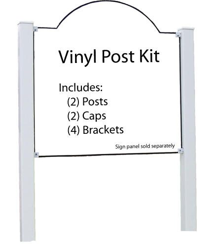 Vinyl Post Kit with Brackets 4"x4"x96" for 1/2" Sign
