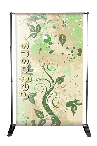 Pegasus Kit- Black Stand & Anti-Curl Banner 52.5"W x 72"H 