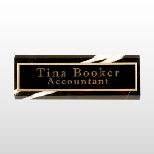 Black Marble Desk Wedge 2"H x 8"H 