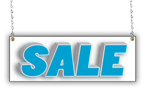 Hanging Poly Window Sign 12"H x 36"W