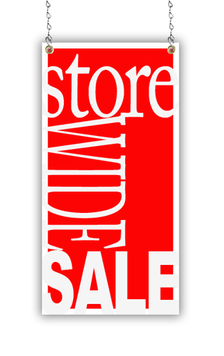 Hanging Poly Window Sign 24"W x 36"H