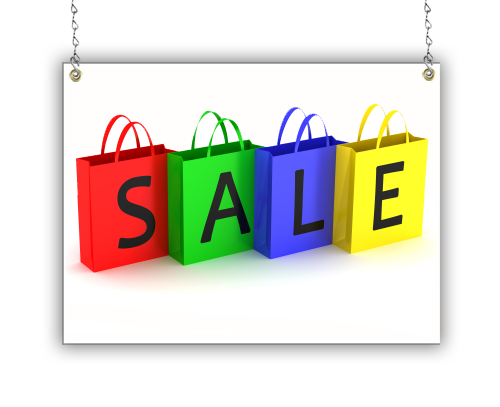 Hanging Corrugated Plastic Window Sign 36"H x 48"W