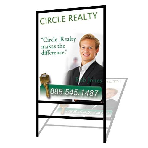 H Frame w/Bottom Rider and PVC Sign Kit 18"W x 24"H