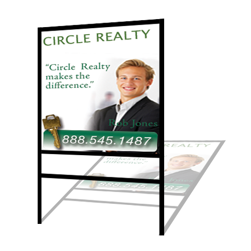 H Frame w/Bottom Rider and Corrugated Plastic Sign Kit 24"H x 24"W