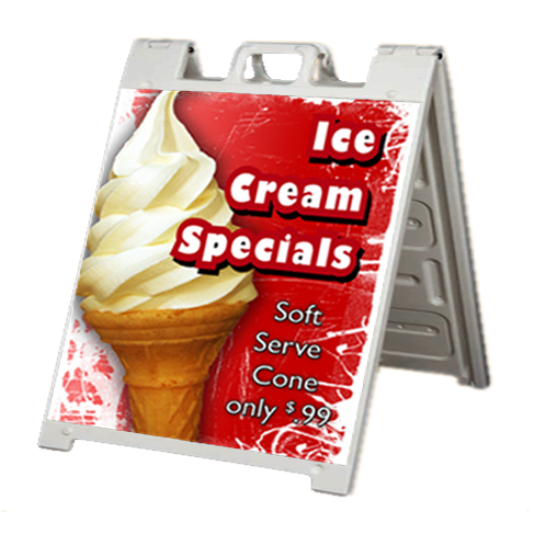 A Frame and PVC Sign Kit-White 24"H x 24"W 