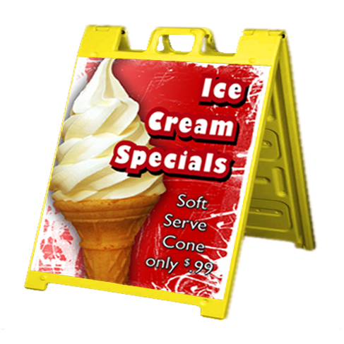 A Frame and PVC Sign Kit-Yellow 24"H x 24"W 