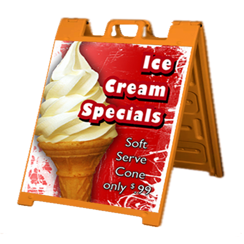 A Frame and Corrugated Sign Kit-Orange 24"H x 24"W 