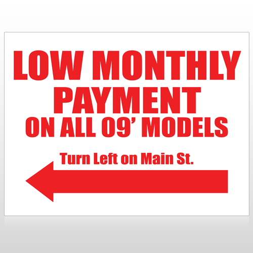 Low Monthly Left 117 Custom Sign